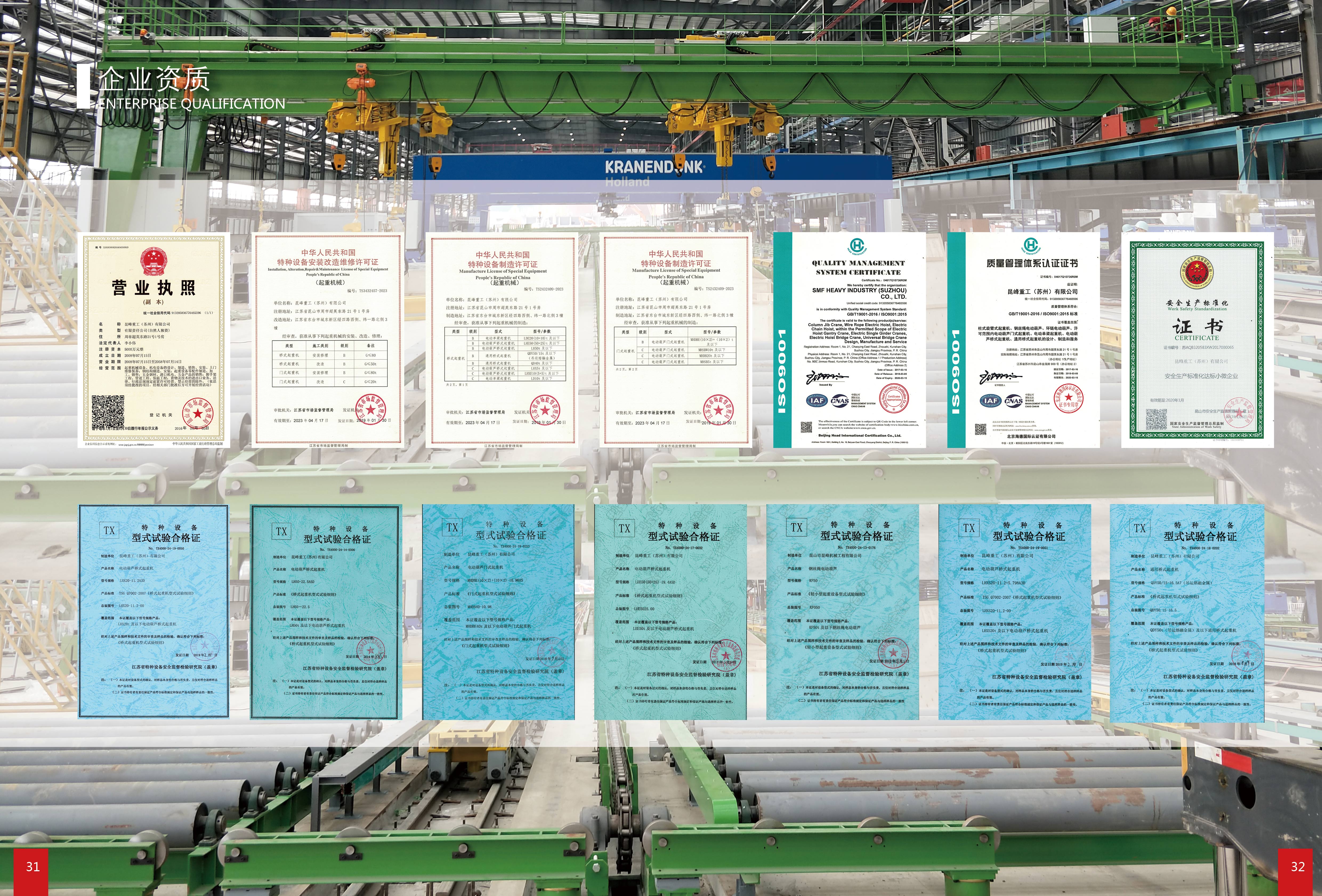 潔凈懸掛起重機資質(zhì)證書